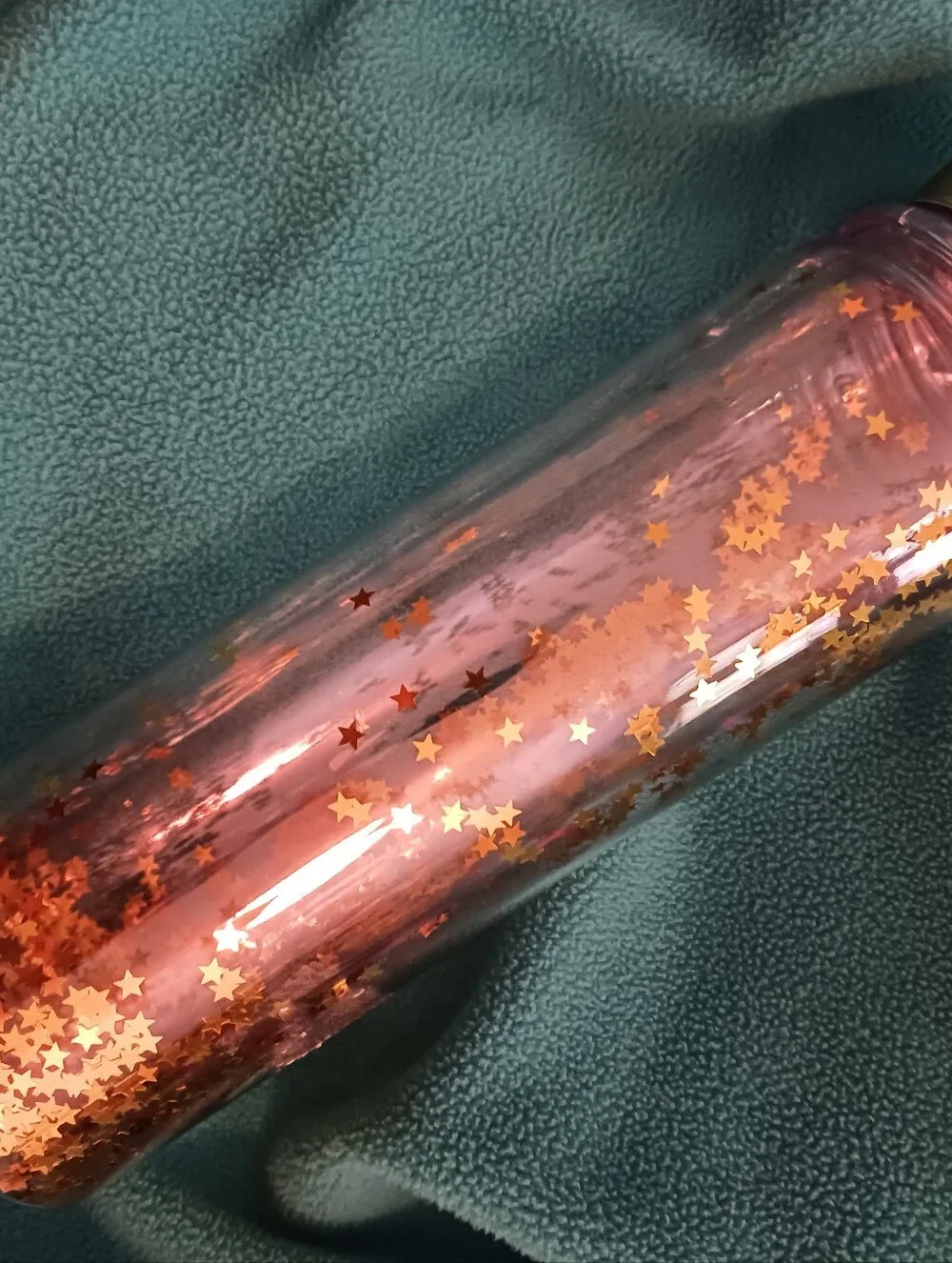 Pier 1 Gold Faceted Dronk Bottle with Star Glitter